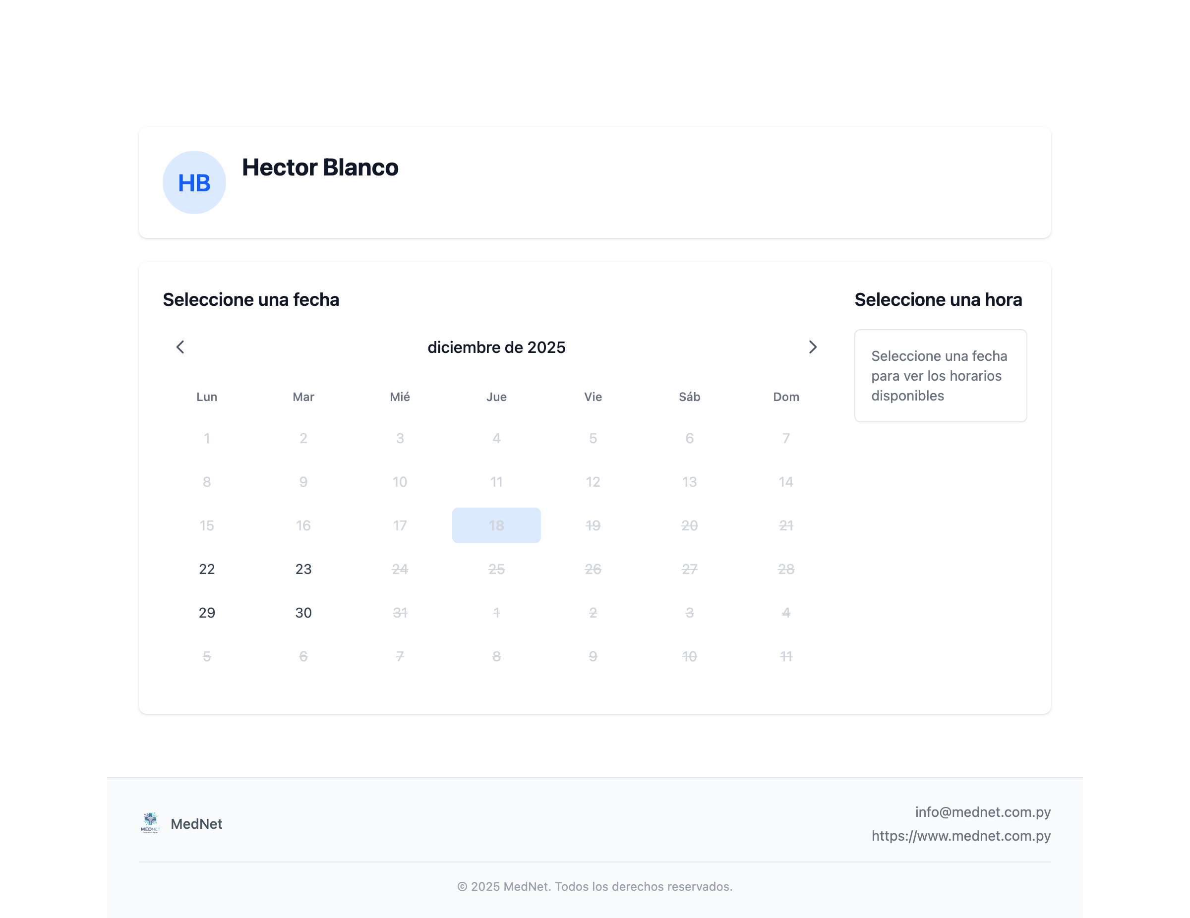 Vista previa del sistema de agendamiento público